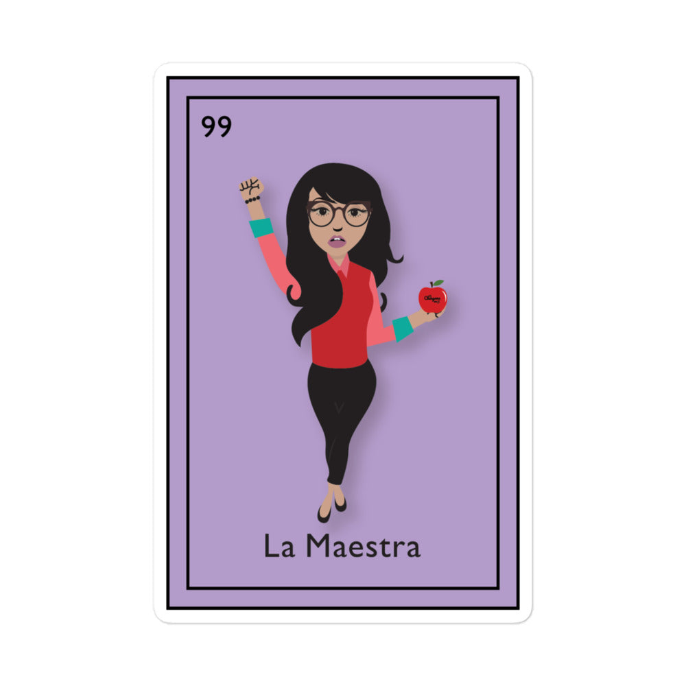 La Maestra lotería sticker  
Latina teacher lotería card  
Lotería inspired teacher gift  
First-gen Latina lotería  
Immigrant pride lotería sticker  
Latina educator vinyl decal  
Chingona teacher sticker  
Hispanic Heritage Month sticker  
Latina classroom sticker  
Mexican lotería art sticker