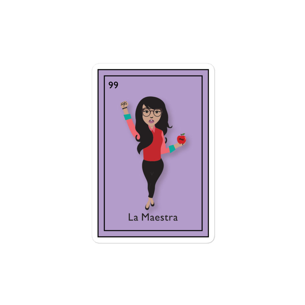La Maestra lotería sticker  
Latina teacher lotería card  
Lotería inspired teacher gift  
First-gen Latina lotería  
Immigrant pride lotería sticker  
Latina educator vinyl decal  
Chingona teacher sticker  
Hispanic Heritage Month sticker  
Latina classroom sticker  
Mexican lotería art sticker  