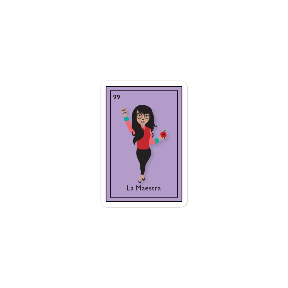 La Maestra lotería sticker  
Latina teacher lotería card  
Lotería inspired teacher gift  
First-gen Latina lotería  
Immigrant pride lotería sticker  
Latina educator vinyl decal  
Chingona teacher sticker  
Hispanic Heritage Month sticker  
Latina classroom sticker  
Mexican lotería art sticker  